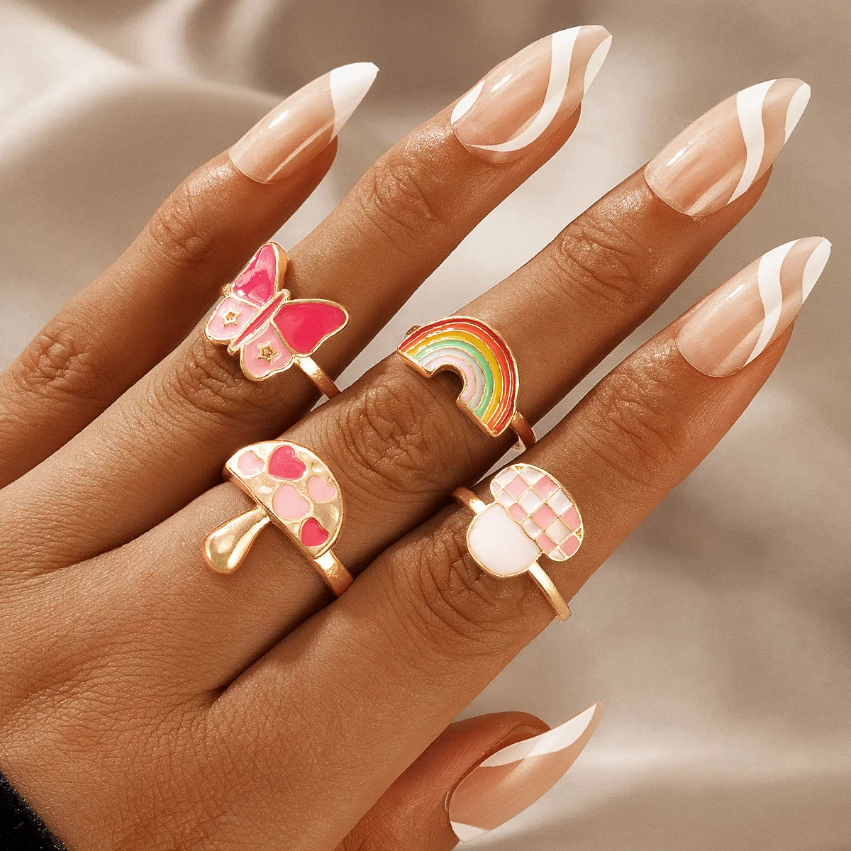 Cute Rings Women Size Simple Butterfly Rainbow Mushroom Heart Star Enamel Finger Jewelry Set
Cute Rings Women Size Simple Butterfly Rainbow Mushroom Heart Star Enamel Finger Jewelry Set