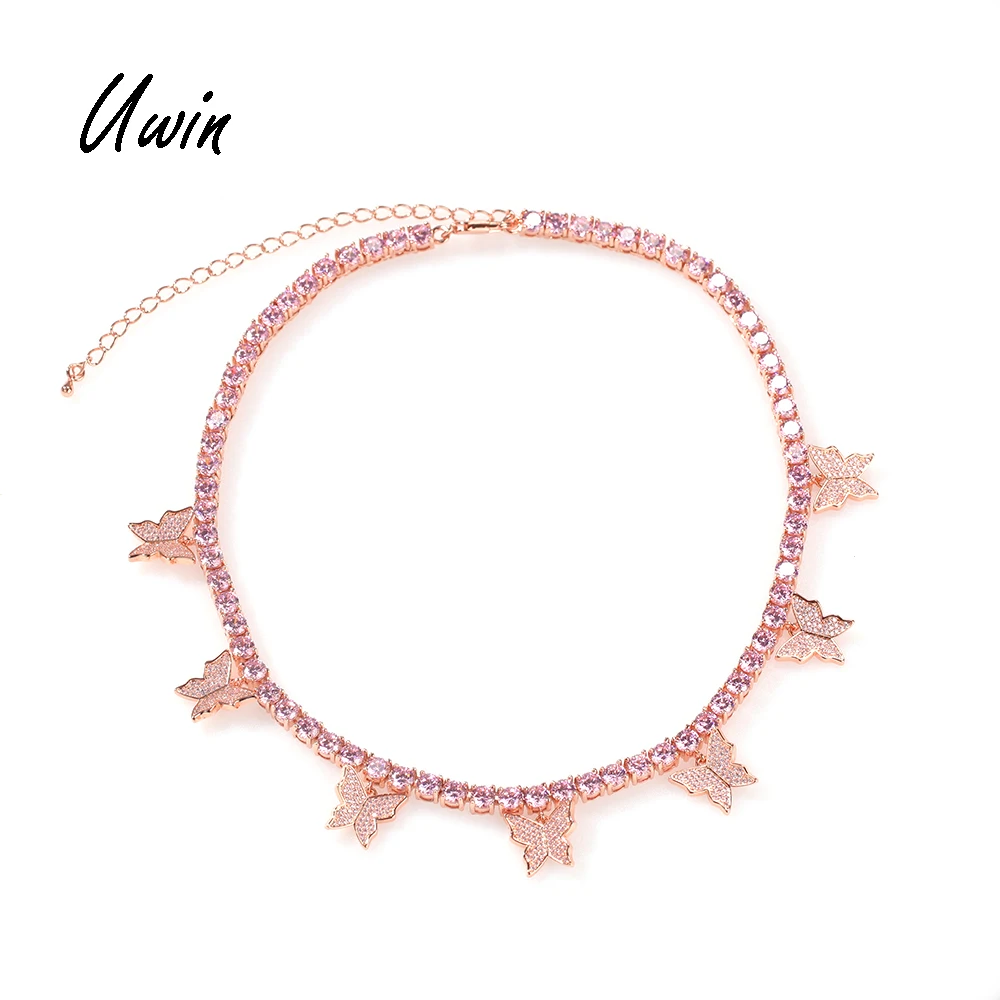 UWIN Rose Gold Pink CZ Butterfly Charms Tennis Chain Choker Necklace Babay Pink Girls Jewelry, Gold, silvery
UWIN Rose Gold Pink CZ Butterfly Charms Tennis Chain Choker Necklace Babay Pink Girls Jewelry, Gold, silvery