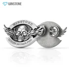 Custom Alloy Wing Skull 3D Die Cast MC Lapel Pins with Antique Pewter Finishing