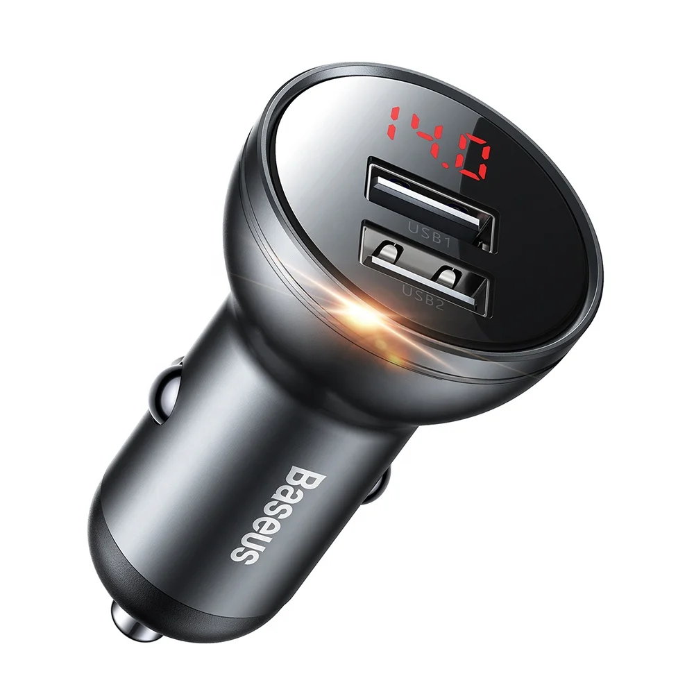 Baseus USB Car Charger 24W 5V4.8A Metal Mini Dual USB Fast Car Charger Adapter with Digital Display for iPhone, Samsung and More
Baseus USB Car Charger 24W 5V4.8A Metal Mini Dual USB Fast Car Charger Adapter with Digital Display for iPhone, Samsung and More