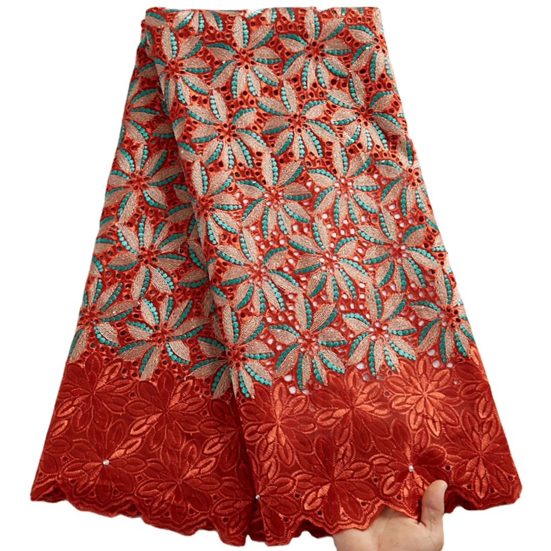 New Swiss Cotton Lace Fabric Voile Lace Cotton Embroidery Fabrics Swiss Voile Cotton Lace 2512