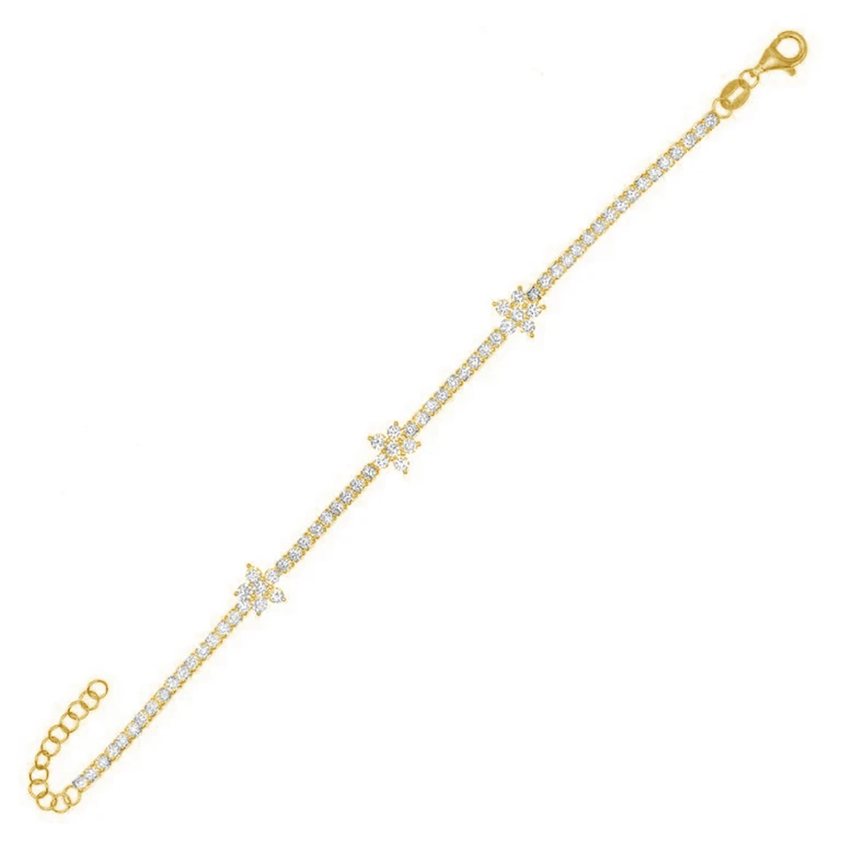 Classic 925 Sterling Silver 18 k Gold Plated Flower Zircon Bracelet Daily Gift Bracelet
Classic 925 Sterling Silver 18 k Gold Plated Flower Zircon Bracelet Daily Gift Bracelet