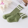 2019 Hot Selling New Fashion Cotton Knit Sock Baby Girls Knee High Loose green color Long Socks For Kids
