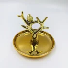 Golden Tree Birds Electroplate Wedding Decoration Jewelry Display Tray Jewelry Dish Ceramic