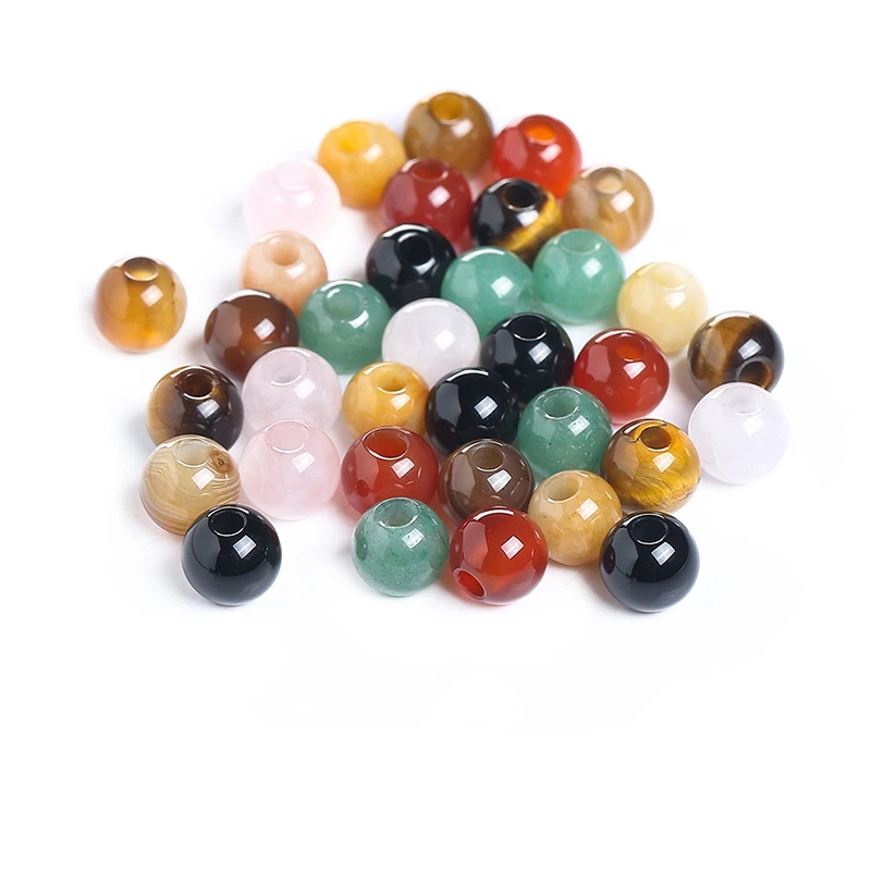 

Big hole agate loose beads round stone wholesale natural gemstone loose beads for Jewelry Making 6mm 8mm 10mm 12mm