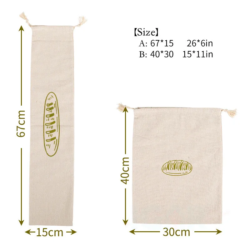 Linen Bread Bags Ideal for Homemade Bread Unbleached Reusable Food Storage Storage for Artisan Bread Bakery & Baguette