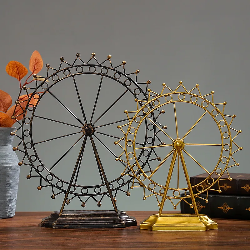 

Retro rotating desktop golden happiness ferris wheel metal accessories decorative ornaments crafts home decor