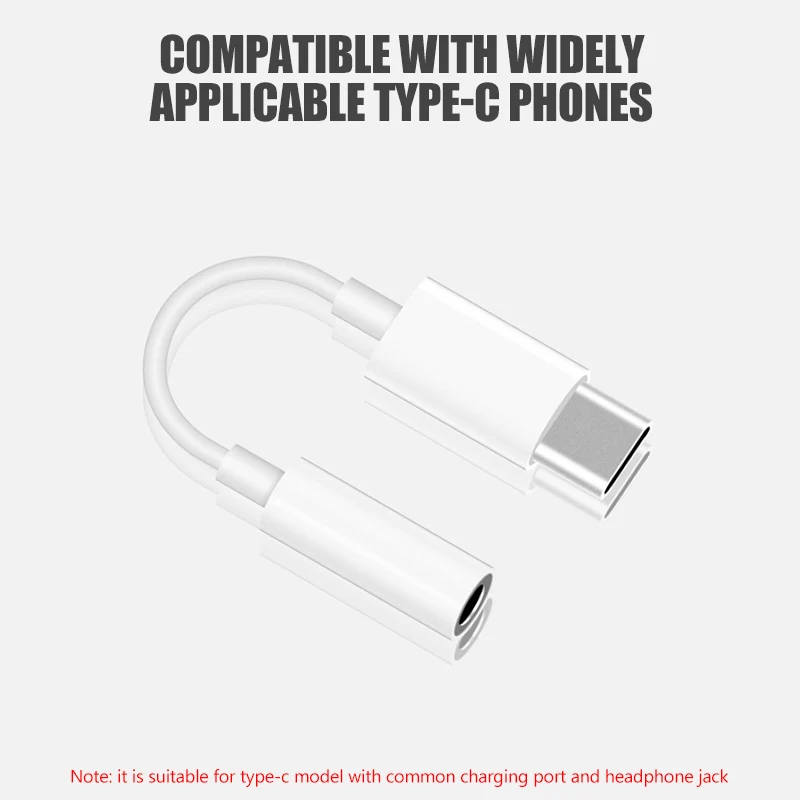 USB Cable Type-C to 3.5mm Audio Headphone Jack Digital Adapter for Mobile Phone