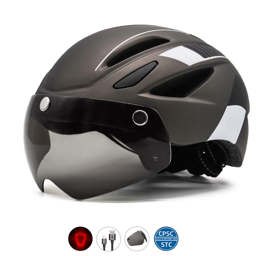 VICTGOAL Goggle Bike Helmet With USB LED Taillight Sun Visor Men Women Cycling Helmet Face Shield Road Bicycle Helmet, Oem color
VICTGOAL Goggle Bike Helmet With USB LED Taillight Sun Visor Men Women Cycling Helmet Face Shield Road Bicycle Helmet, Oem color