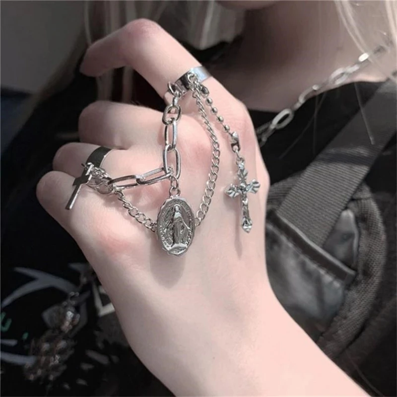 Finetoo Punk Silver Color Cross Chain Rings For Women Men Fashion Korean Opening Finger Ring Party Jewelry Gifts
Finetoo Punk Silver Color Cross Chain Rings For Women Men Fashion Korean Opening Finger Ring Party Jewelry Gifts