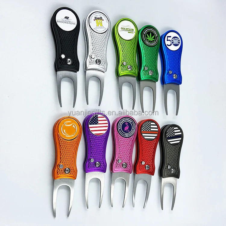 2017 free sample golf folding pitchforks / customized automatic divot tools, Red, blue, black, silver, green, etc
2017 free sample golf folding pitchforks / customized automatic divot tools, Red, blue, black, silver, green, etc