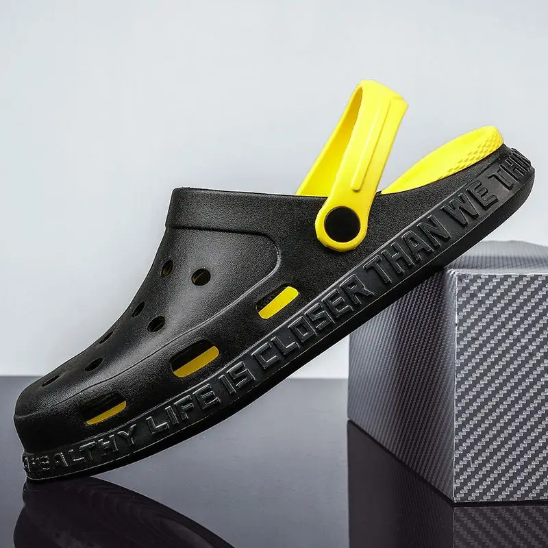 Best sale black clog soft Comfortable men Eva injection slippers, As request 
Best sale black clog soft Comfortable men Eva injection slippers, As request
