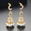 Classic canopy pearl tassels peplum jewelry Girl's Skirt earrings zircon aeolian bells earrings under moon