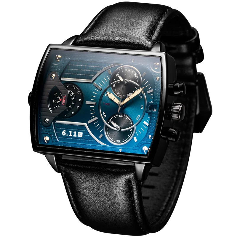 6.11 Leather Men's Fashion Military watch Square Quartz Waterproof Sports Wrist Watches Genuine Leather Blue Casual Reloj Hombre
6.11 Leather Men's Fashion Military watch Square Quartz Waterproof Sports Wrist Watches Genuine Leather Blue Casual Reloj Hombre