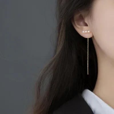 Elegant Simple Jewelry S925 Sterling Silver Pearl Ear Line Long Tassel One Line Pearl Earrings For Women Girls
Elegant Simple Jewelry S925 Sterling Silver Pearl Ear Line Long Tassel One Line Pearl Earrings For Women Girls