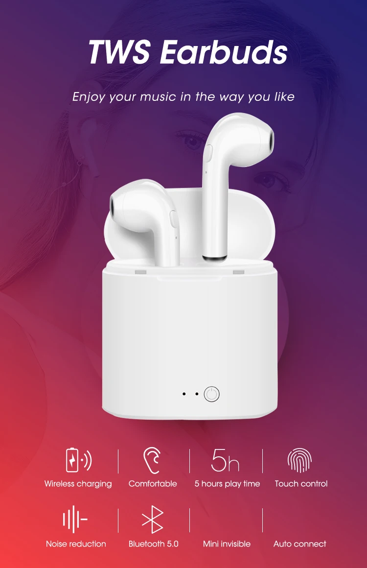 Free Shipping I7s Mini Wireless Headphones Bluetooths V5.0 Earphones Twins TWS Earbuds - ANKUX.COM