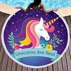 Beach Towel Beachbeach Factory Custom Round Beach Towel Digital Printing Cartoon Unicorn Children Beach Towel