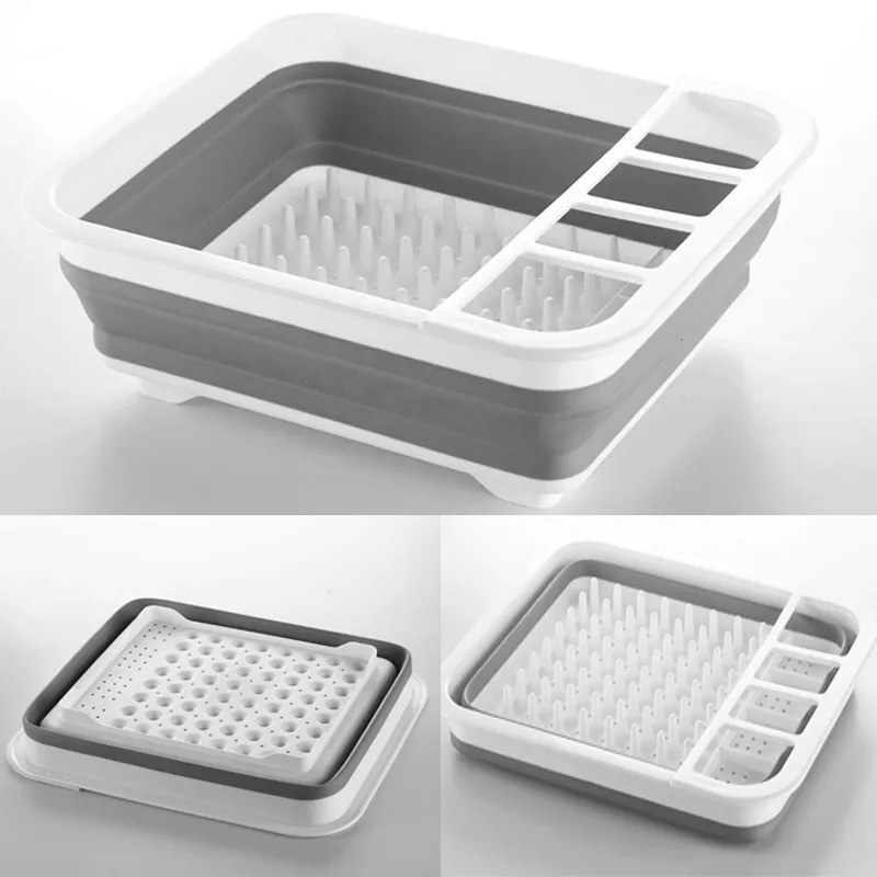 Plastic Foldable Tableware Box Kitchen Storage Portable Dish Drying Rack Drainer, White/gray
Plastic Foldable Tableware Box Kitchen Storage Portable Dish Drying Rack Drainer, White/gray