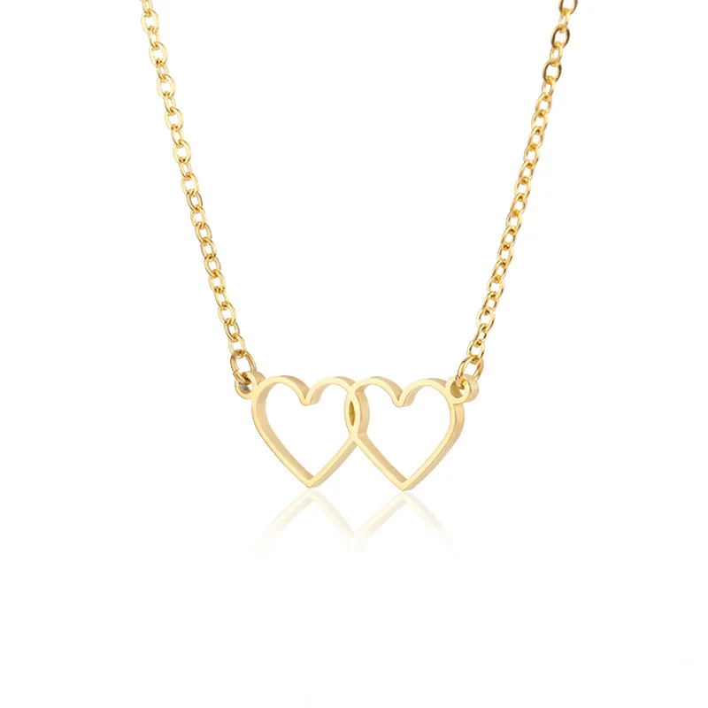 Wholesale Stainless Steel Heart Couple Necklace Pendant For Men Women Shiny Gold Stainless Steel Double Heart Necklace
Wholesale Stainless Steel Heart Couple Necklace Pendant For Men Women Shiny Gold Stainless Steel Double Heart Necklace