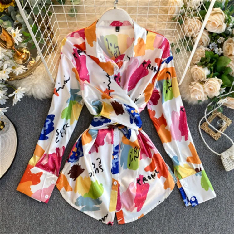 2021 Spring Fashion Blouse Women Turn Down Collar Shirt Elegant Womens Tops, As show
2021 Spring Fashion Blouse Women Turn Down Collar Shirt Elegant Womens Tops, As show