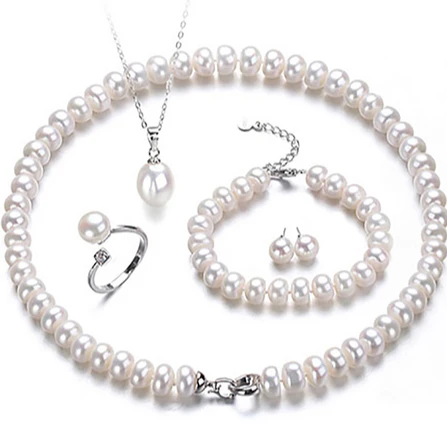 Women Fine 8-9mm Real Freshwater Pearl Necklace Bracelet Earring Pendant Ring Pearl Jewelry Sets
Women Fine 8-9mm Real Freshwater Pearl Necklace Bracelet Earring Pendant Ring Pearl Jewelry Sets