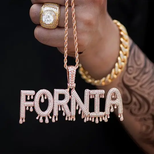 Iced Out 18K Gold Custom Bubble Letters Chain Pendants Necklaces, Gold, silver, rose gold
Iced Out 18K Gold Custom Bubble Letters Chain Pendants Necklaces, Gold, silver, rose gold