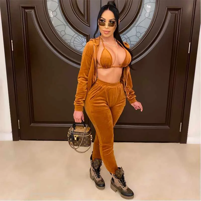 Sexy Velvet 3 Piece Set Sports Bra Cropped Hoodie Jacket and Sweatpants Sweat Suits Women Winter Outfits Women Tracksuit Autumn
Sexy Velvet 3 Piece Set Sports Bra Cropped Hoodie Jacket and Sweatpants Sweat Suits Women Winter Outfits Women Tracksuit Autumn