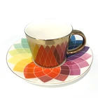 cups and saucers mirror logo ceramic luxury gold set arabic coffee porcelain of mug tea cup