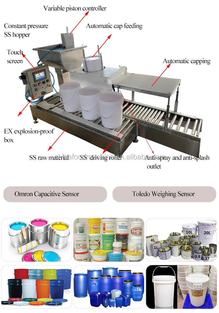 Automatic Weighing Liquid/paint Bucket Filling Line Capping Machine factory