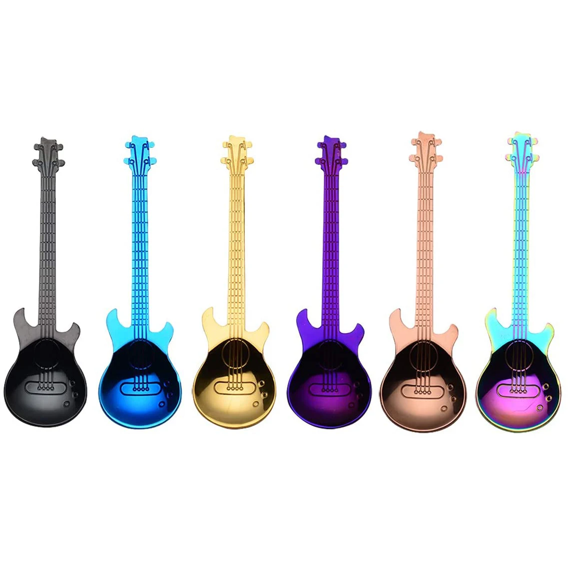 Creative Colorful Stainless Steel 304 Guitar Shaped Tea Coffee Ice Cream Spoon, Silver,gold,rose gold,black,rainbow,blue purple
Creative Colorful Stainless Steel 304 Guitar Shaped Tea Coffee Ice Cream Spoon, Silver,gold,rose gold,black,rainbow,blue purple