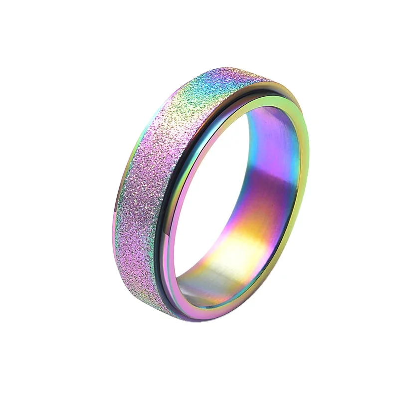 Fashion color titanium steel frosted rotating ring men and women ring stainless steel gift jewelry, White
Fashion color titanium steel frosted rotating ring men and women ring stainless steel gift jewelry, White