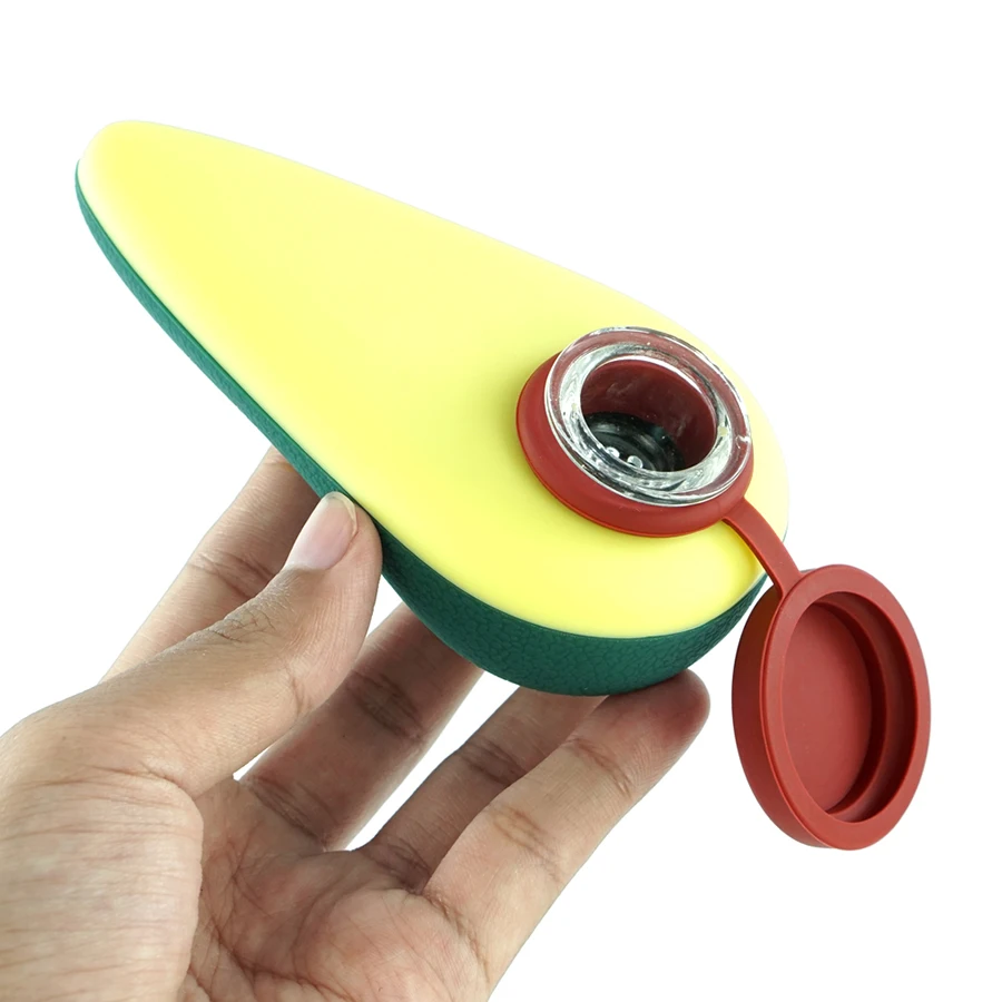 custom silicone unique design imitate avocado herb tobacco smoking hand pipes with glass bowl, Yellow
custom silicone unique design imitate avocado herb tobacco smoking hand pipes with glass bowl, Yellow
