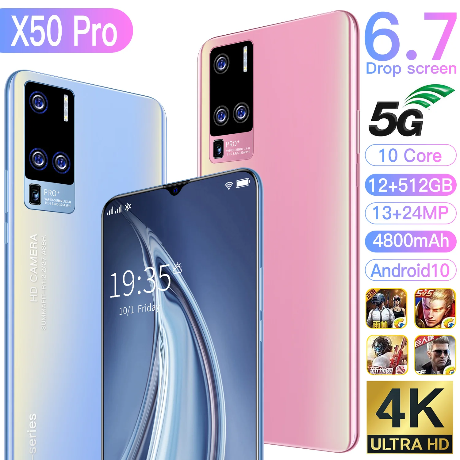 High Cost-Effective Globa Version X50 Pro Smartphone Android 8+256GB Support Face Finger Unlock 4800mAh Smart Mobile Phone
High Cost-Effective Globa Version X50 Pro Smartphone Android 8+256GB Support Face Finger Unlock 4800mAh Smart Mobile Phone