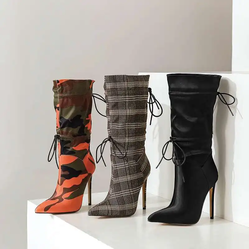 Plus size women Fashion Black high heel pointed middle boot pleated ladies High heels, 3 colors or customized
Plus size women Fashion Black high heel pointed middle boot pleated ladies High heels, 3 colors or customized