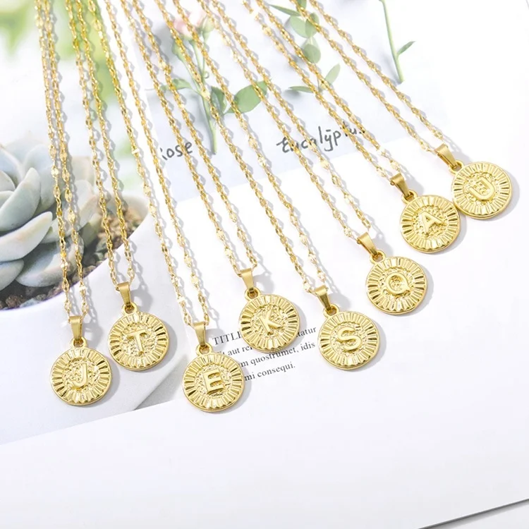 Simple charm 26 English alphabet stainless steel gold plated coin initial necklace, Gold color
Simple charm 26 English alphabet stainless steel gold plated coin initial necklace, Gold color