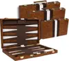 Luxury wooden & PU leather backgammon set playing board game set