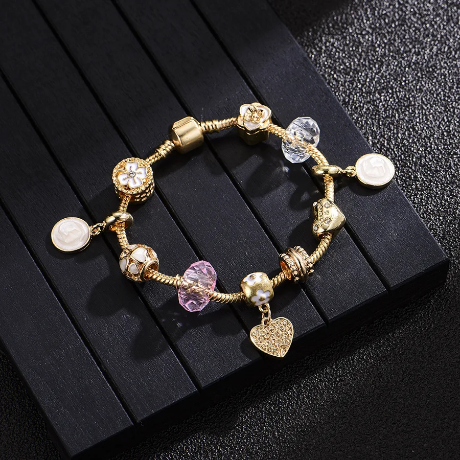 Best Selling 18K Gold Plated Enamel Big Hole Beads Bracelets Crystal CZ Heart Charm Bracelets For Women Gifts
Best Selling 18K Gold Plated Enamel Big Hole Beads Bracelets Crystal CZ Heart Charm Bracelets For Women Gifts