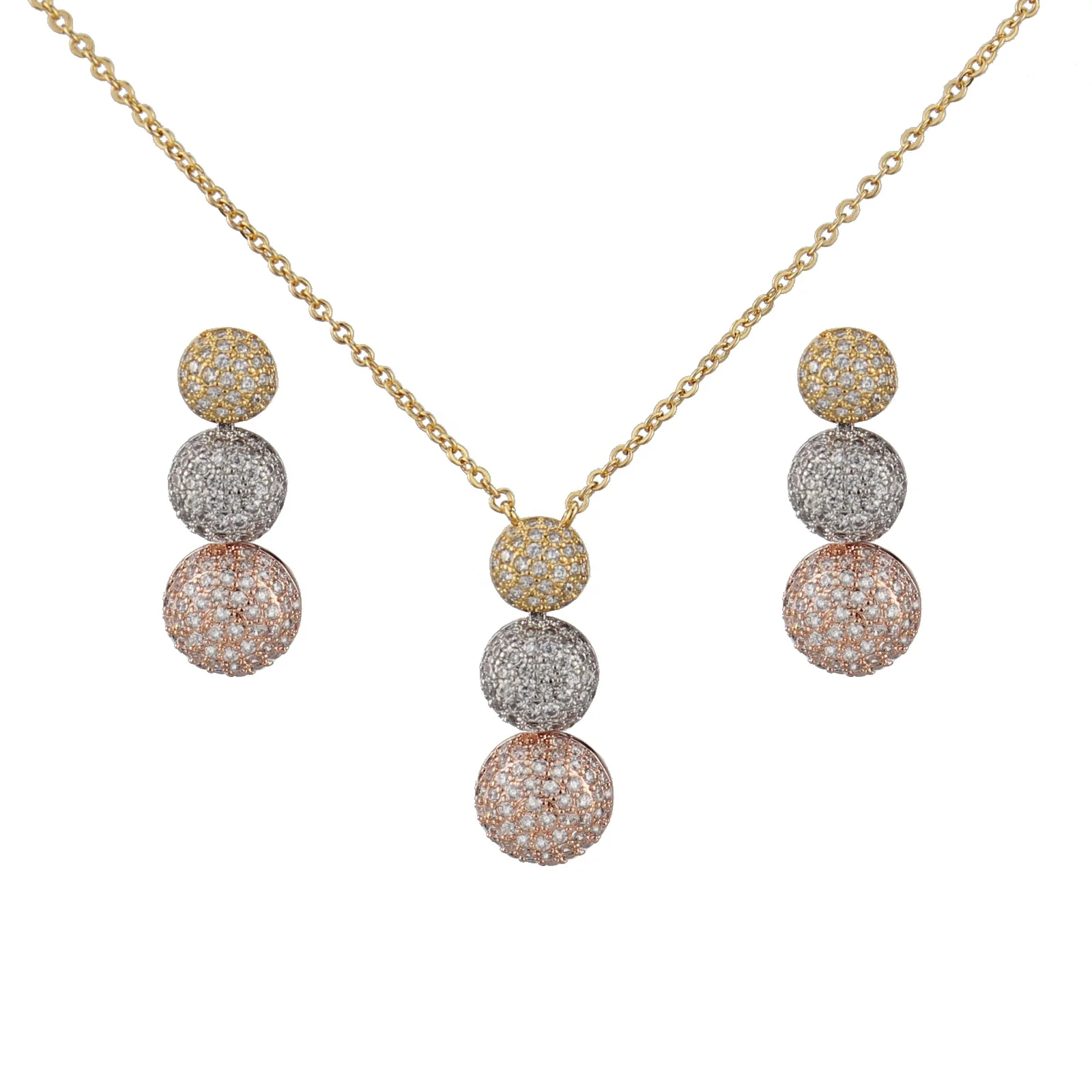 Simple design jewelry sets necklace earrings Tircolor half ball shape jewellery bridal jewelry set
Simple design jewelry sets necklace earrings Tircolor half ball shape jewellery bridal jewelry set