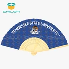 Promotional silk folding fan custom logo printed bamboo fan