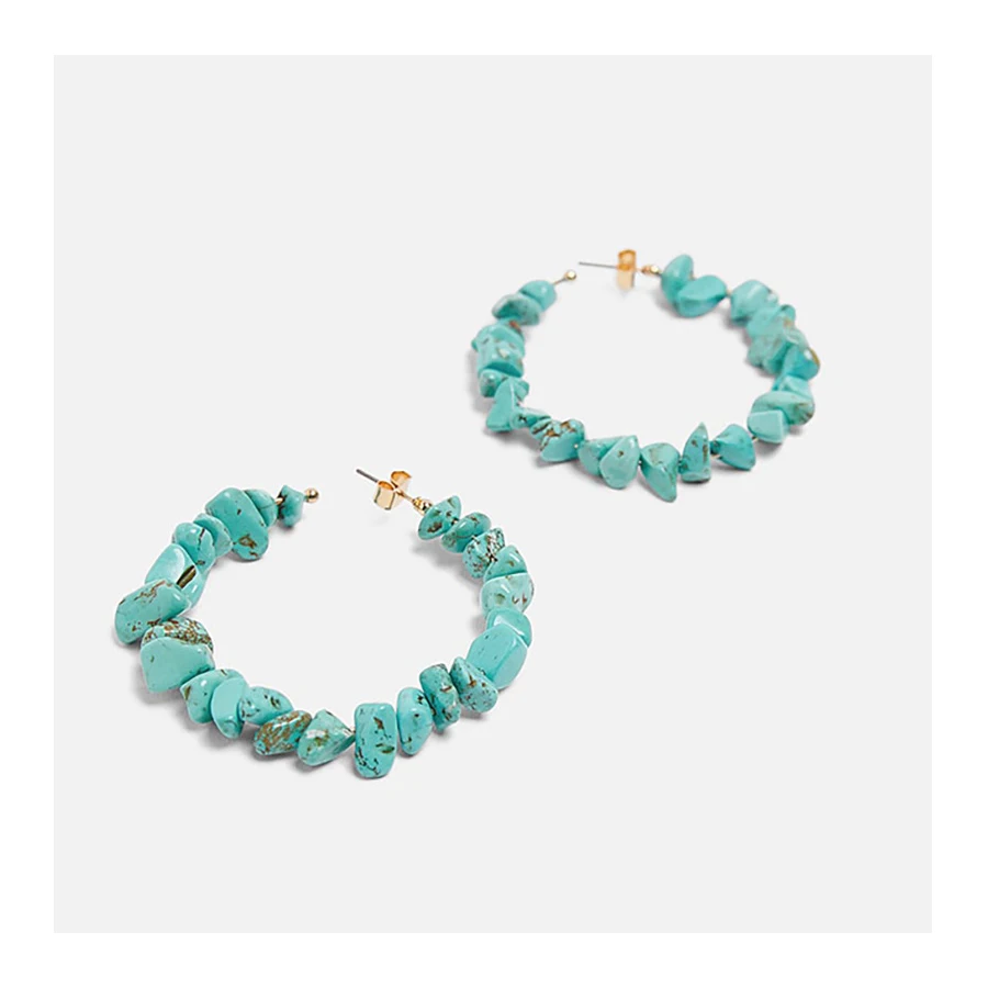 Fashion ethnic style popular stone geometry earring elegant round turquoise earrings, Optional
Fashion ethnic style popular stone geometry earring elegant round turquoise earrings, Optional