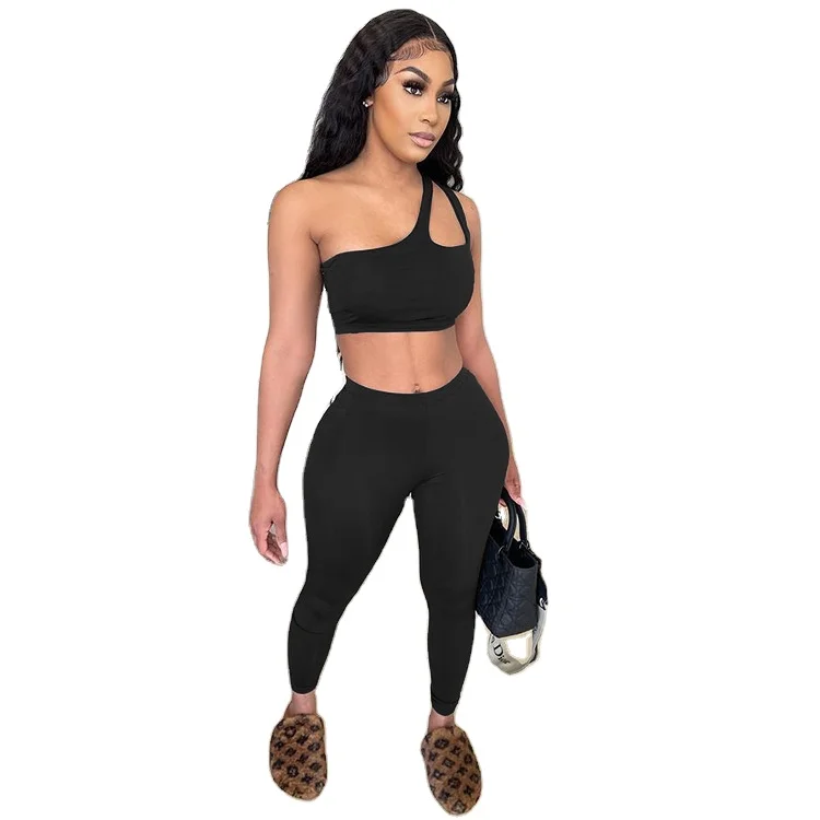 Summer Fitness Black Sport One Shoulder Outfits Ladies Women Two Piece Crop Tank Top Jogger Sets 2 Pieces Yoga Pants Set, Black,brown,blue,red,deep blue,white
Summer Fitness Black Sport One Shoulder Outfits Ladies Women Two Piece Crop Tank Top Jogger Sets 2 Pieces Yoga Pants Set, Black,brown,blue,red,deep blue,white