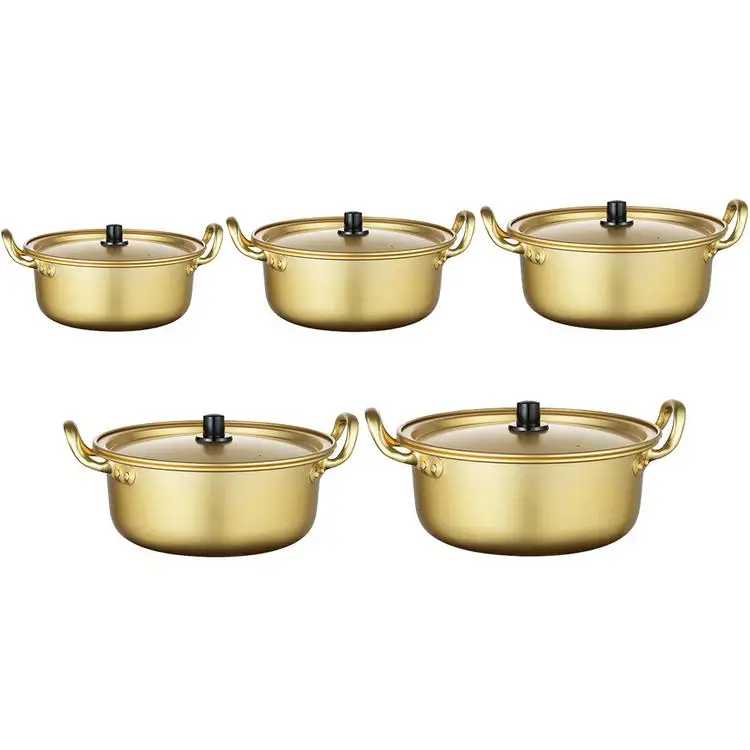 Korean Ramen Noodles Pot Yellow Aluminum Soup Pot with Oxidized Coating Fast Heating Cooling for Kitchen
Korean Ramen Noodles Pot Yellow Aluminum Soup Pot with Oxidized Coating Fast Heating Cooling for Kitchen