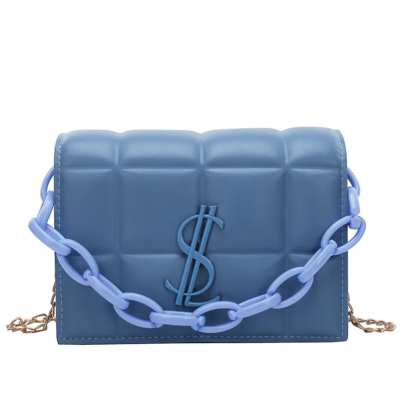Fashion Candy Color PU Leather Plaid Pattern Metal Chain Thick Acrylic Handle Ladies Crossbody Shoulder Bag Purses and Handbags, Black,white,purple,blue,custom color
Fashion Candy Color PU Leather Plaid Pattern Metal Chain Thick Acrylic Handle Ladies Crossbody Shoulder Bag Purses and Handbags, Black,white,purple,blue,custom color
