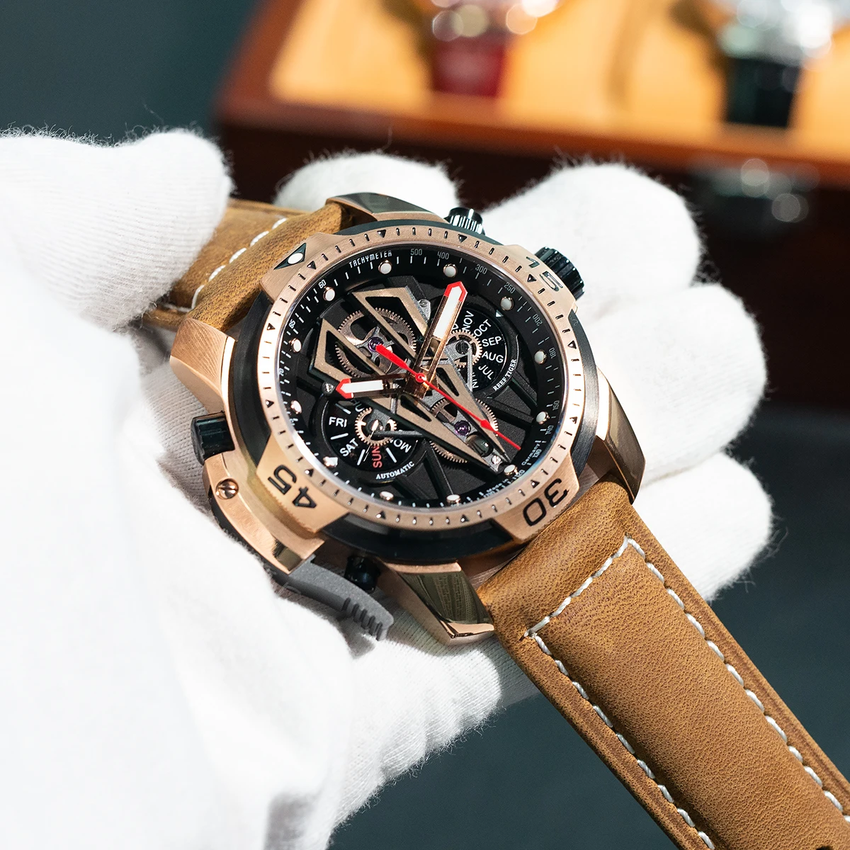 

Reef Tiger/RT Men's Watches Top Brand Luxury Automatic Mechanical Men Sport Wristwatch Rose Gold Reloj Hombre RGA3591