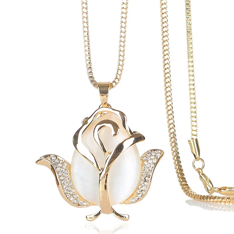 Wholesale fashion womens gold plated crystal opal tulip flower long necklaces jewelry
Wholesale fashion womens gold plated crystal opal tulip flower long necklaces jewelry