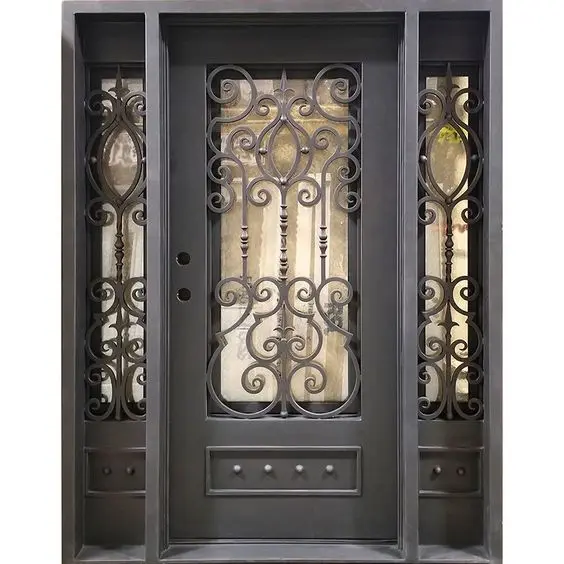 security french steel modern exterior wrought screen iron luxury front door