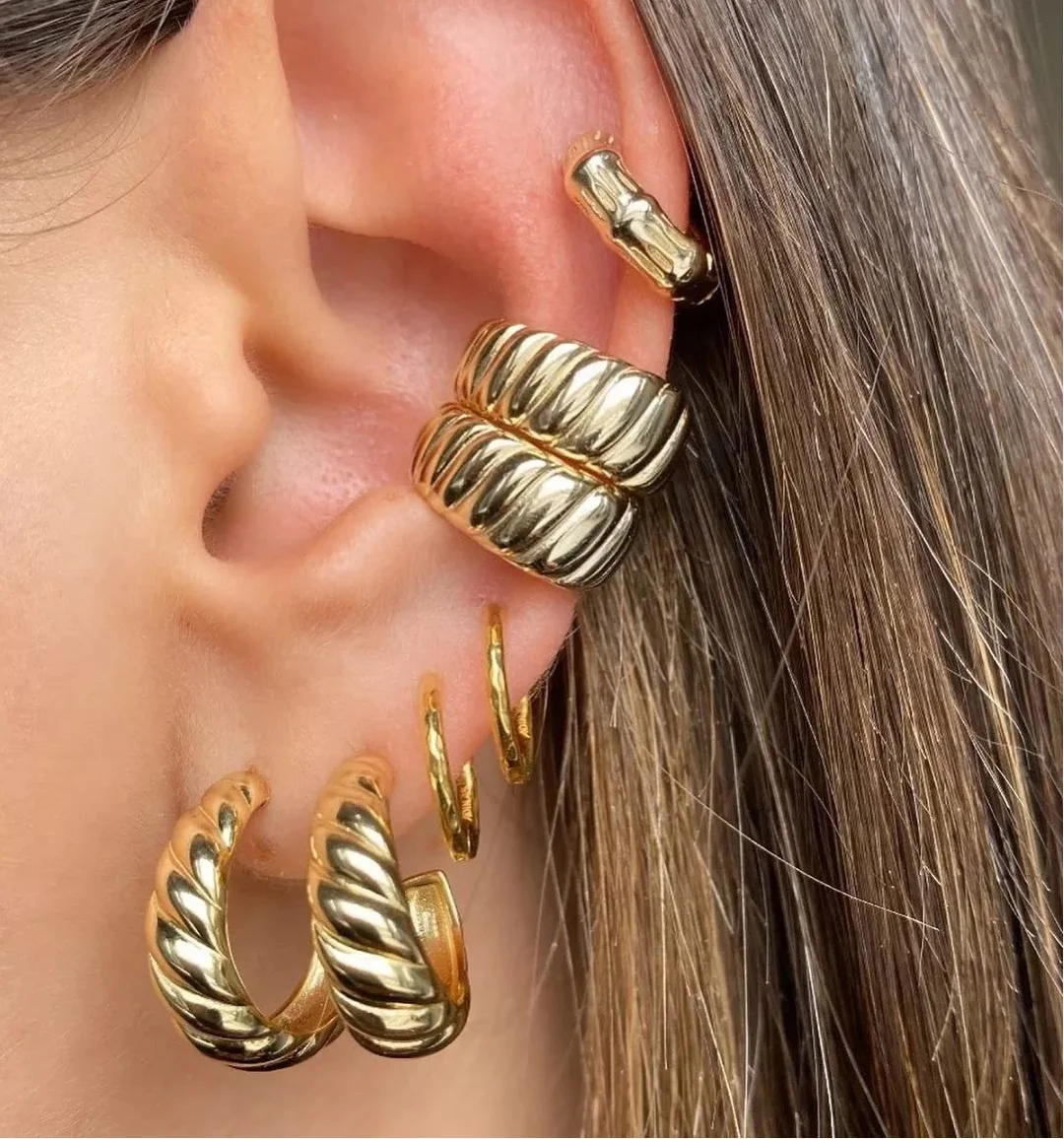 Twist hoop earring ear clip cuff gold plated cz fashion simple women jewelry, Picture
Twist hoop earring ear clip cuff gold plated cz fashion simple women jewelry, Picture