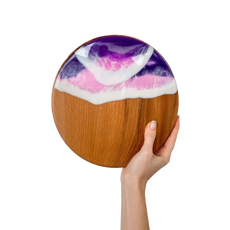 epoxy resin serving board sea serving board kitchen round pink style, Customized color
epoxy resin serving board sea serving board kitchen round pink style, Customized color