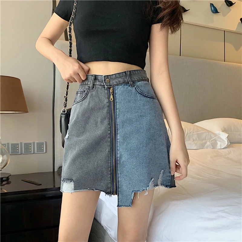 2021 new Summer Korean stylish design patchwork jean skirts high waist slim fit irregular denim skirt, Patchwork or customized
2021 new Summer Korean stylish design patchwork jean skirts high waist slim fit irregular denim skirt, Patchwork or customized