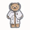 Cheap customized dyed black metal cute doctor bear soft lapel enamel pin